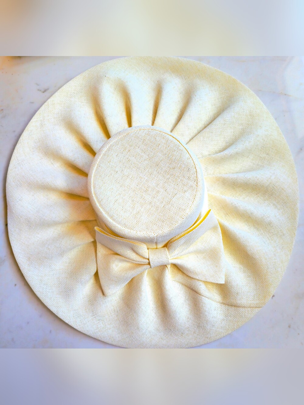 Bella Rose Lemon Yellow Wide Brim Bow Derby Hat